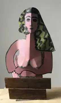 Naakt achter hekje, zink/olie/hout 2018-2019