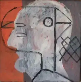 Mijn broer olieverf doek 2003 55x55cm van Ernst Baumann