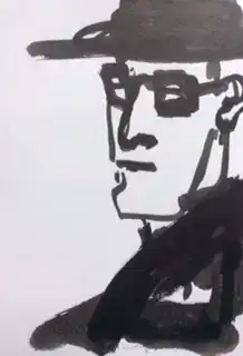 Zelfportret OI inkt 2007 35 x 27 cm van Ernst Baumann