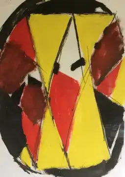 Masker, geel rood en zwart, 1988